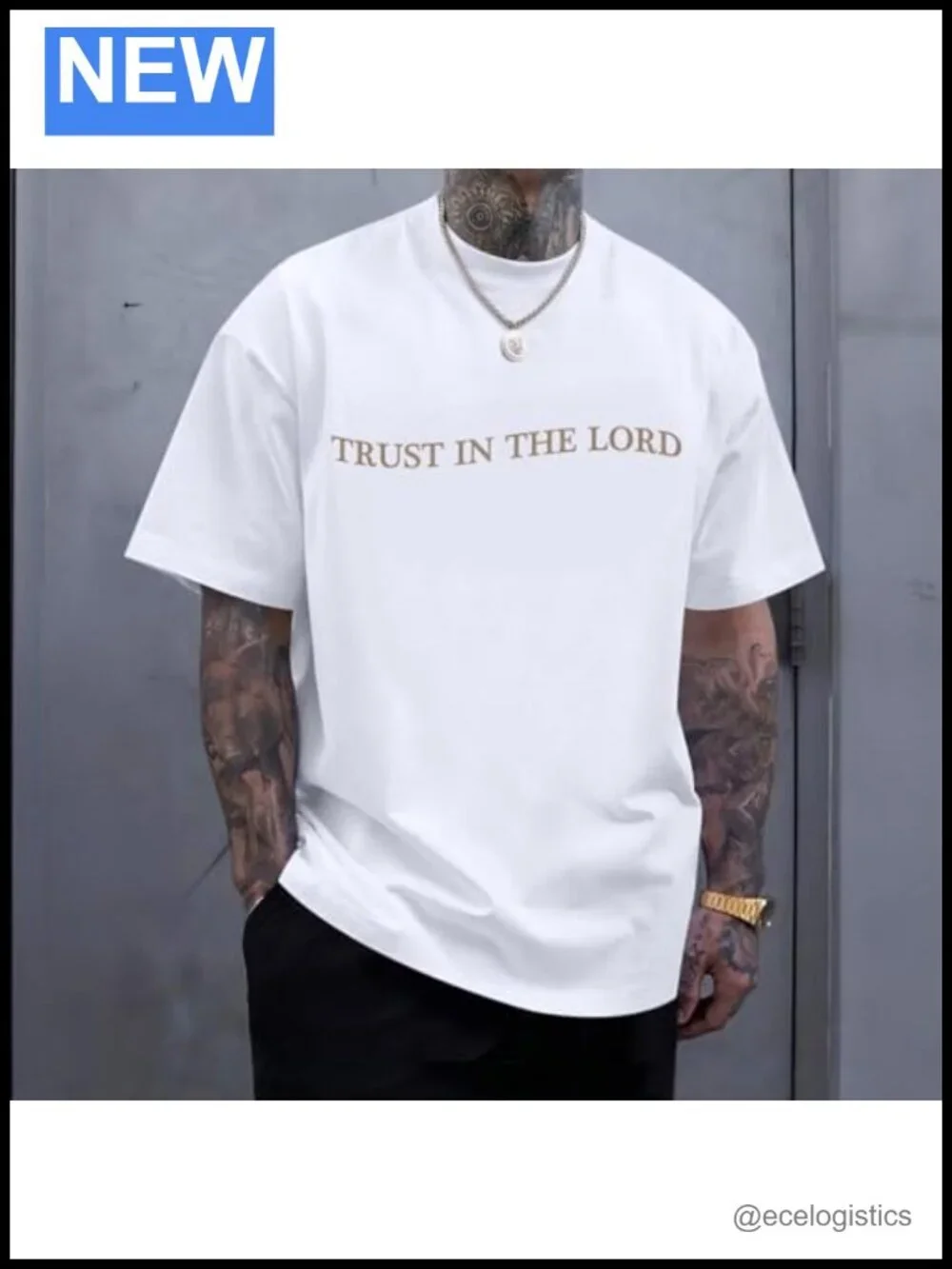 Christian Jesus Faith Bible Verse Oversized Graphic Cotton Tee Men